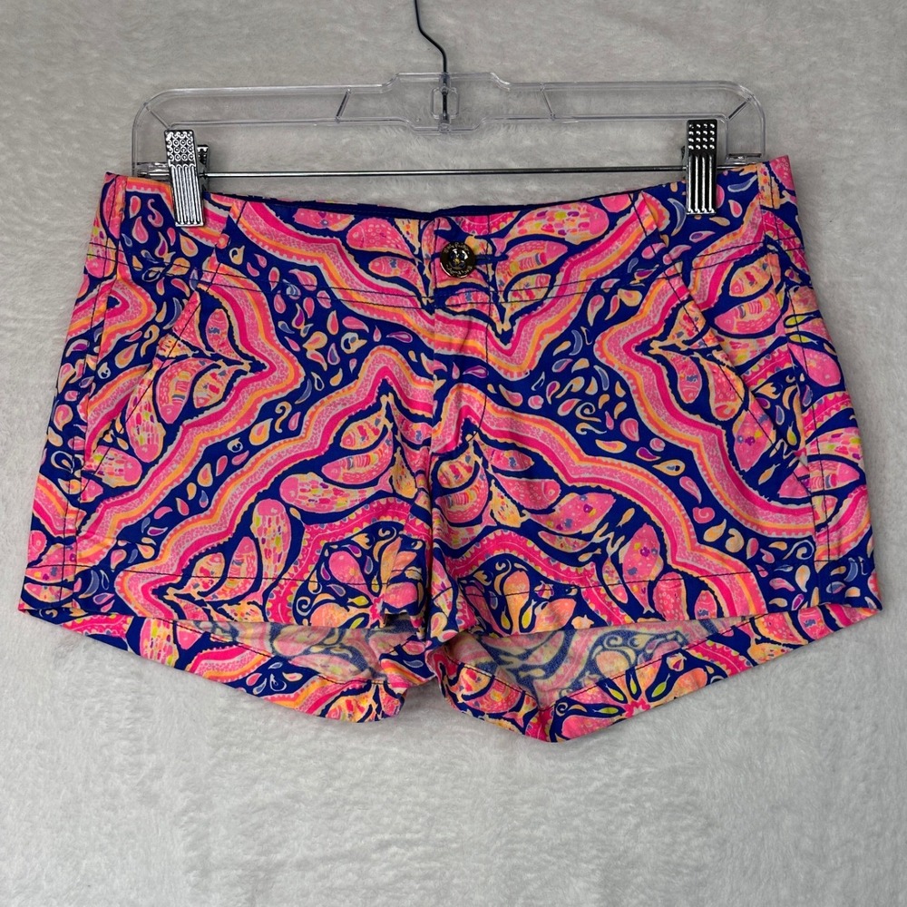 Lilly Pulitzer The Porto Short Women 0 Pink Blue Paisley Print 3in Inseam